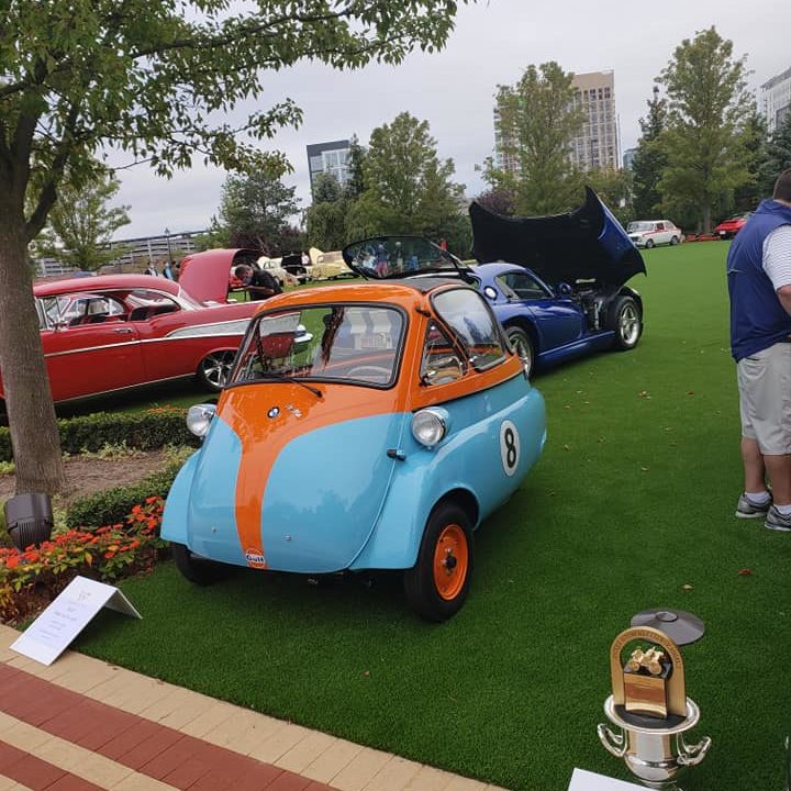 This is a photo of a BMW Isetta at the Boston Cup 2020 Car Show in Everett, MA.